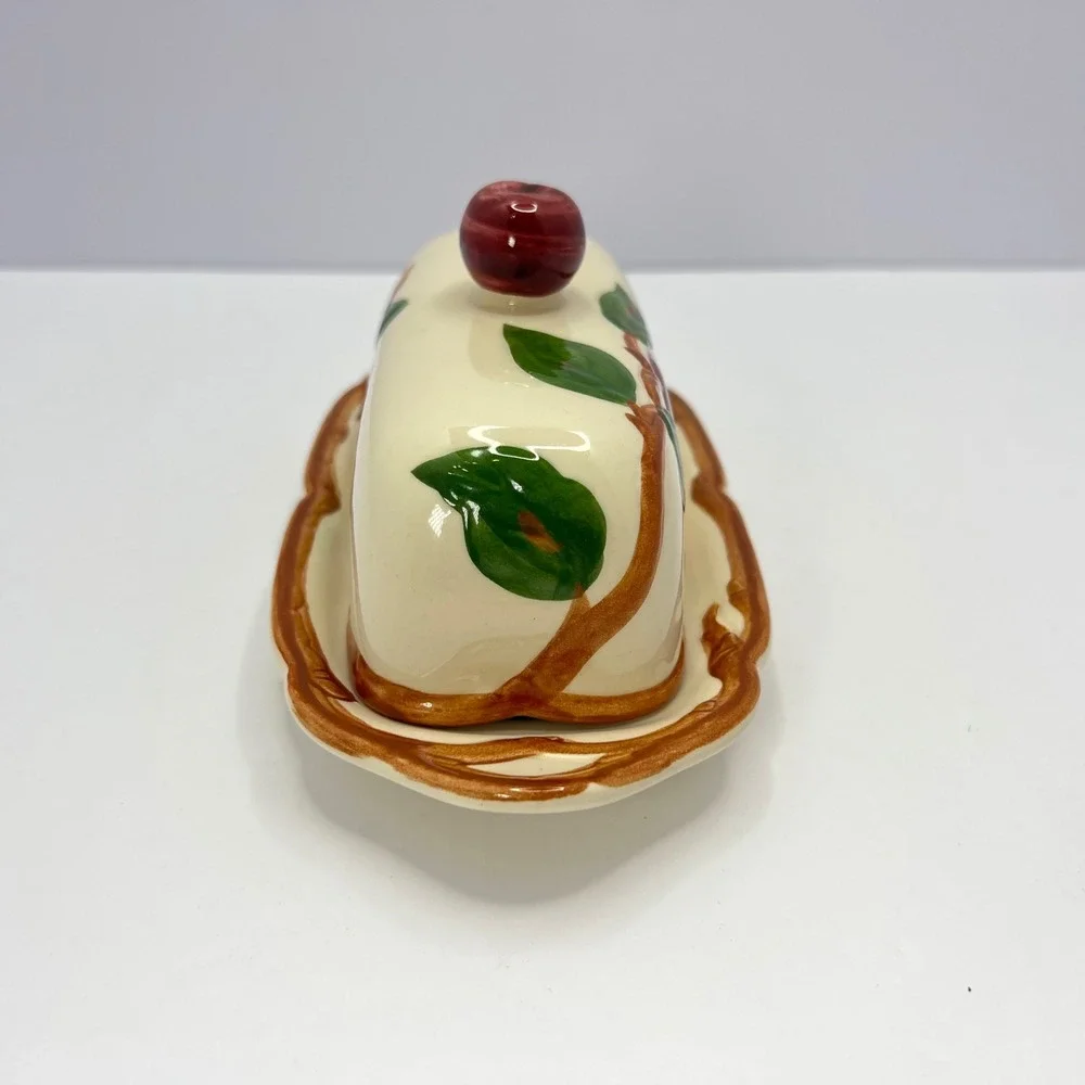 Franciscan Apple Butter Dish with Lid 1949-1953 Vintage Hand Painted USA Made
